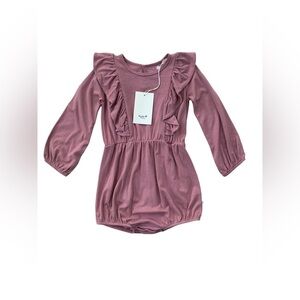 Kyte Baby NWT Size 4T Long Sleeve Ruffle Bubble Romper in Dusty Rose
